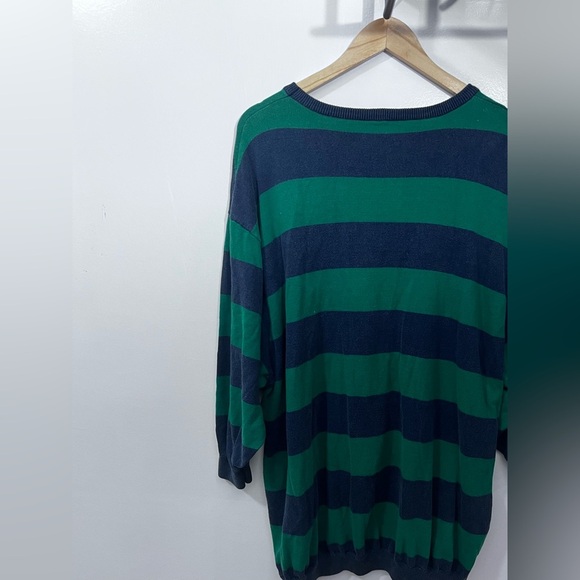 Free People Green and Navy Striped Sweatshirt - Picture 3 of 7